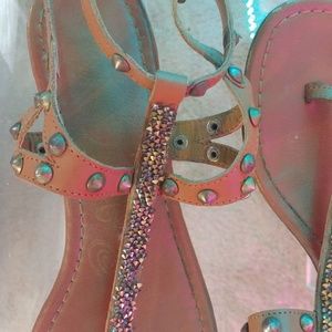 Leather strappy flats